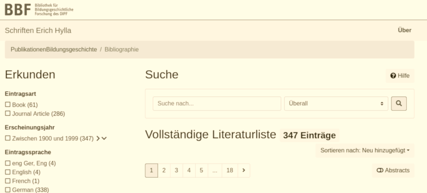 Teaserbild Bibliographie Hylla